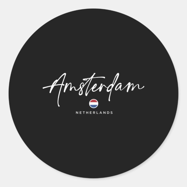 Sticker Rond Drapeau Pays-Bas d'Amsterdam (Devant)
