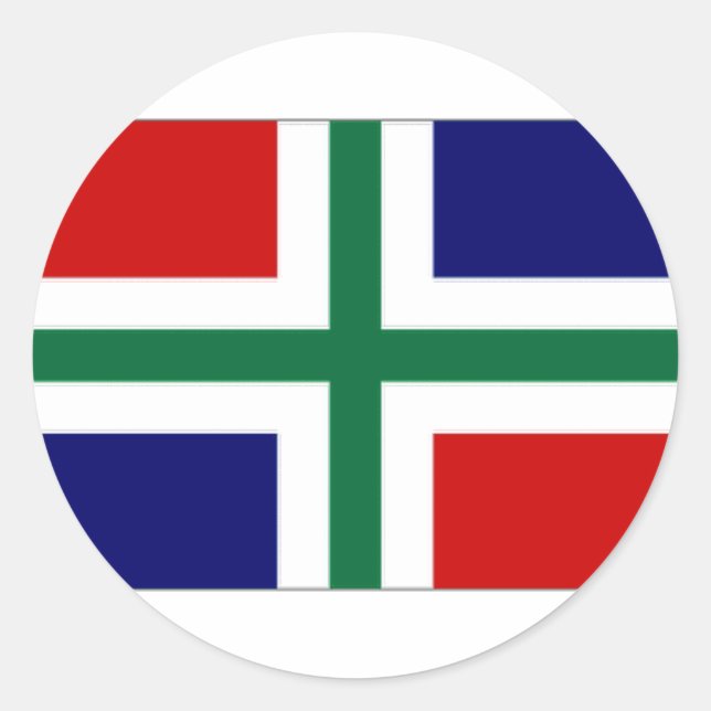 Sticker Rond Drapeau Pays-Bas Groningen (Devant)