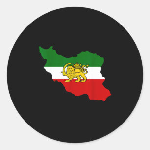 Sticker Rond Drapeau persan Pahlavi Lion Et Soleil Carte Iran