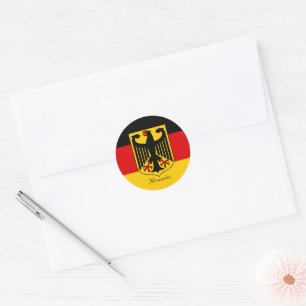Sticker Rond Drapeau personnalisé de l'Allemagne avec armoiries