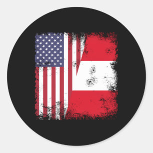 Sticker Rond Drapeau péruvien moitié Pérou Usa