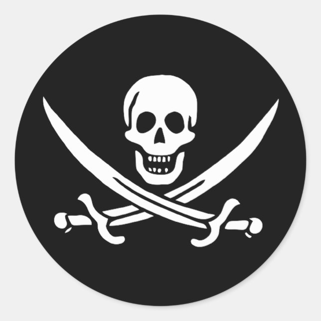 Sticker Rond Drapeau pirate de Calico Jack (Devant)