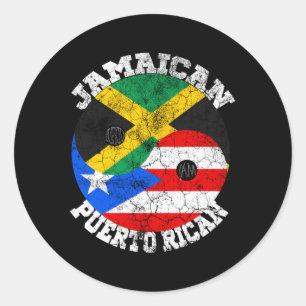 Sticker Rond Drapeau porto-ricain Jamaïcain Puerto Jamaïque