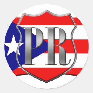 Sticker Rond Drapeau porto-ricain stylisé