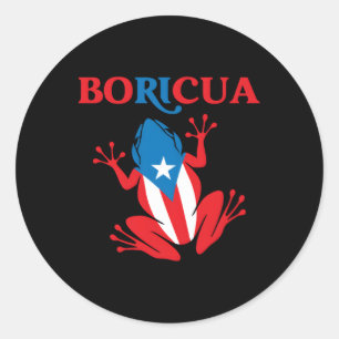 Sticker Rond Drapeau Porto Rico Boricua Pride Coqui