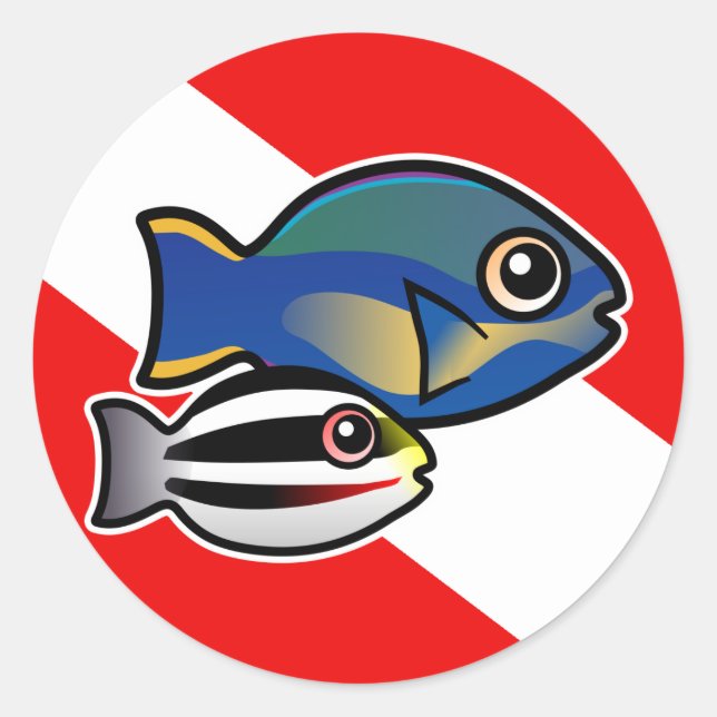 Sticker Rond Drapeau Princess Parrotfish & Baby Dive (Devant)