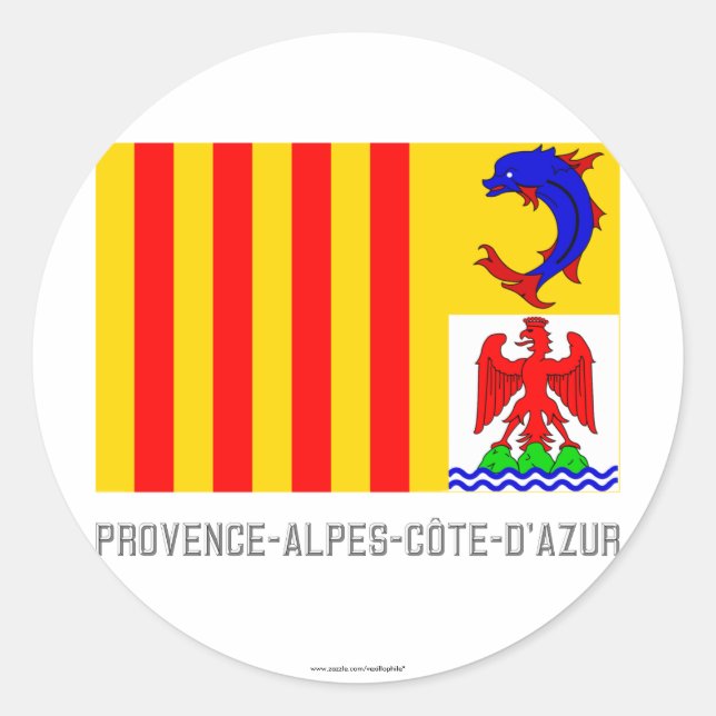 Sticker Rond Drapeau Provence-Alpes-Côte-d'Azur avec nom (Devant)