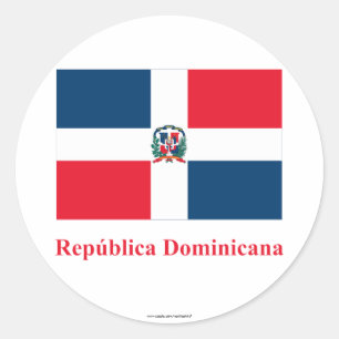Sticker Rond Drapeau République Dominicaine avec nom en espagno