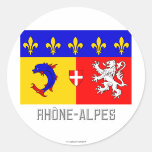 Sticker Rond Drapeau Rhône-Alpes de nom