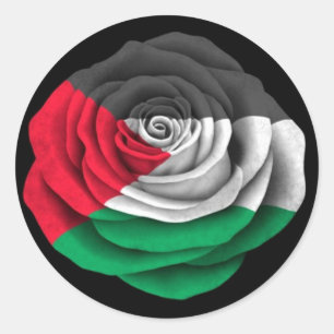 Sticker Rond Drapeau rose de Palestinien sur le noir