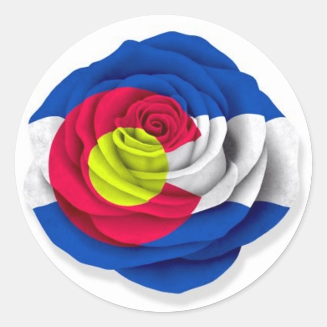 Sticker Rond Drapeau Rose du Colorado blanc (Devant)