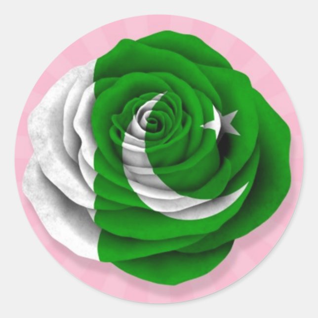 Sticker Rond Drapeau Rose pakistanais rose (Devant)