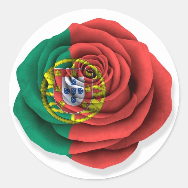 Sticker Rond Drapeau Rose portugais blanc (Devant)