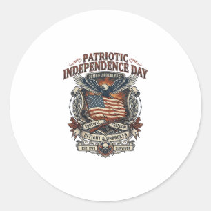 Sticker Rond Drapeau Rouillé Patriotique Survivant Apocalypse Z