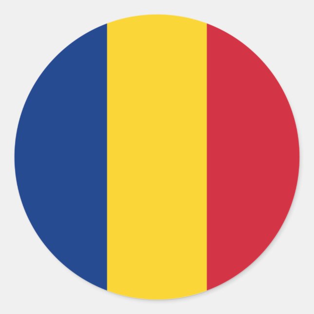 Sticker Rond Drapeau roumain, Drapeau roumain (Devant)
