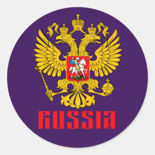 Sticker Rond Drapeau russe Aigle impérial Russie orthodoxe