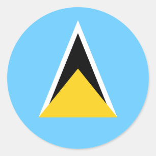 Sticker Rond Drapeau Sainte-Lucie, Drapeau Sainte-Lucie