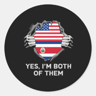 Sticker Rond Drapeau semi-américain du Costa Rica Usa Costa Ric