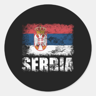 Sticker Rond Drapeau serbe