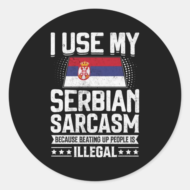 Sticker Rond Drapeau Serbe Pour Les Serbes (Devant)