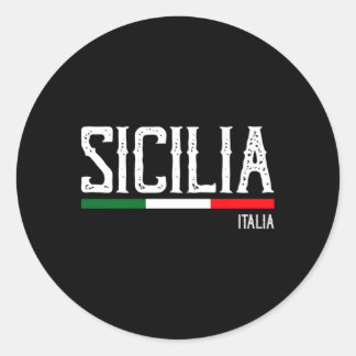 Sticker Rond Drapeau Sicile Palerme Italie