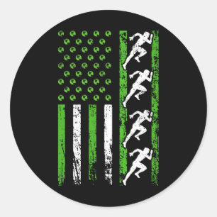 Sticker Rond Drapeau Sportif Américain Piste Athlétique Et Fiel