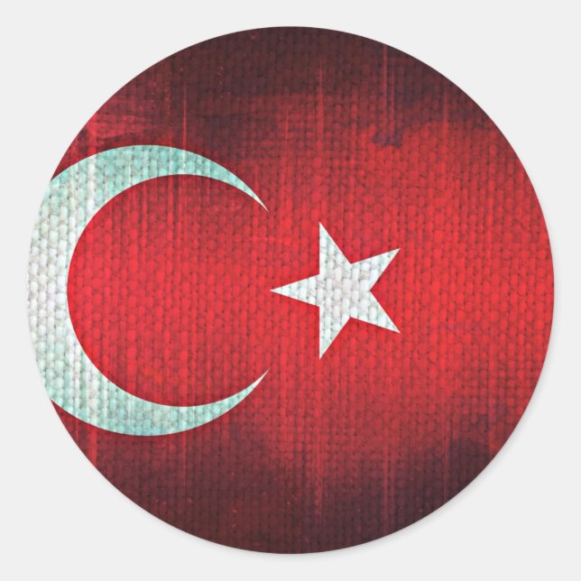 Sticker Rond Drapeau stylisé de Turquie (Devant)