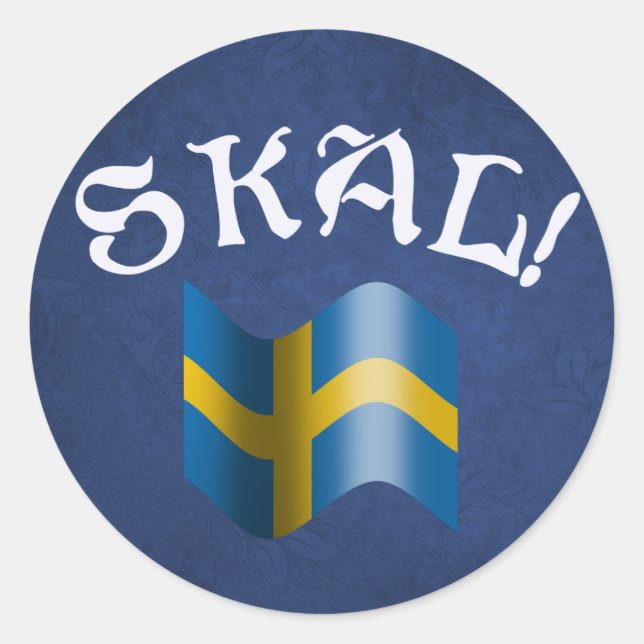 Sticker Rond Drapeau suédois Skal Toast de Suède (Devant)