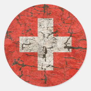 Sticker Rond Drapeau suisse, en détresse