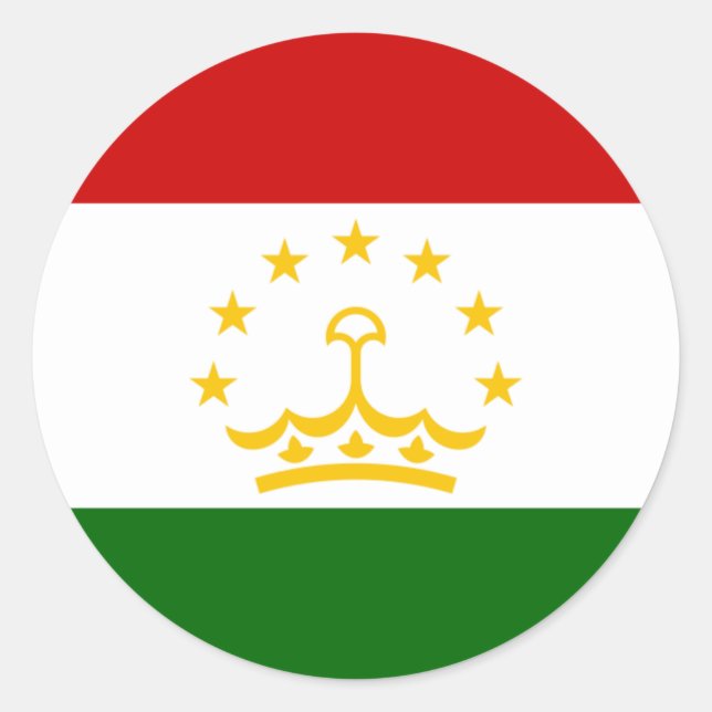 Sticker Rond Drapeau tadjik, Drapeau du Tadjikistan (Devant)