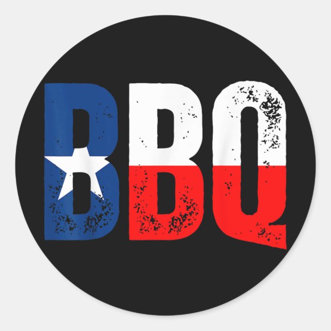 Sticker Rond Drapeau Texas avec Bbq (Devant)