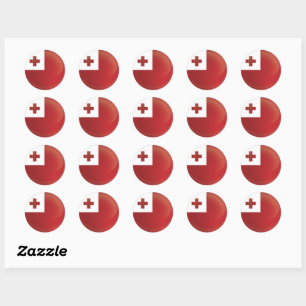 Sticker Rond Drapeau Tonga Round Icon
