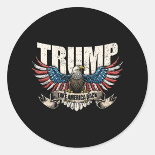 Sticker Rond Drapeau Trump 2024 Retourner l'Amérique Hommes Fem