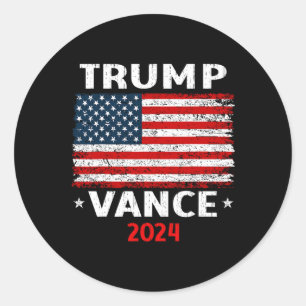 Sticker Rond Drapeau Trump Vance 2024 Vp Vice-Président