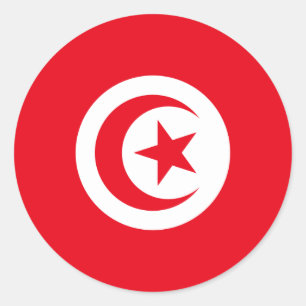 Sticker Rond Drapeau tunisien, Drapeau tunisien