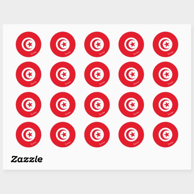 Sticker Rond Drapeau tunisien & tunisien patriotes, vacances /s (Feuille)