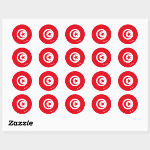 Sticker Rond Drapeau tunisien & tunisien patriotes, vacances /s