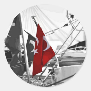 Sticker Rond Drapeau turc - Al Sancak