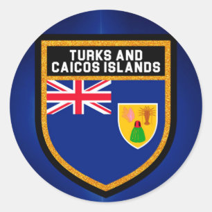 Sticker Rond Drapeau Turcs Et Caicos