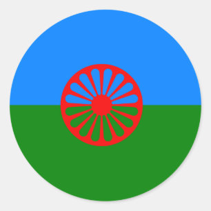 Sticker Rond Drapeau tzigane romani officiel