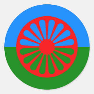 Sticker Rond Drapeau tzigane romani officiel