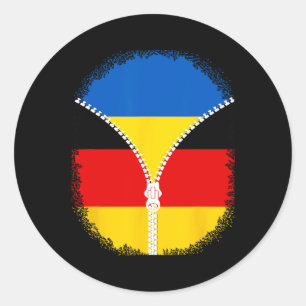 Sticker Rond Drapeau Ukraine Allemagne Fermeture éclair ukraini