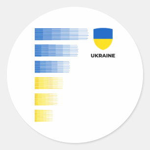 Sticker Rond Drapeau Ukraine Emblème Patriotique Ukraine Fierté