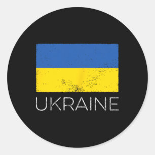 Sticker Rond Drapeau ukrainien d'Ukraine vintage mini drapeau u