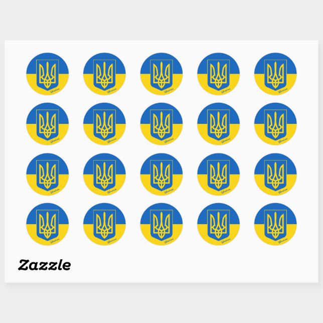 Sticker Rond drapeau ukrainien, Emblem & Ukraine vacances / spo (Feuille)