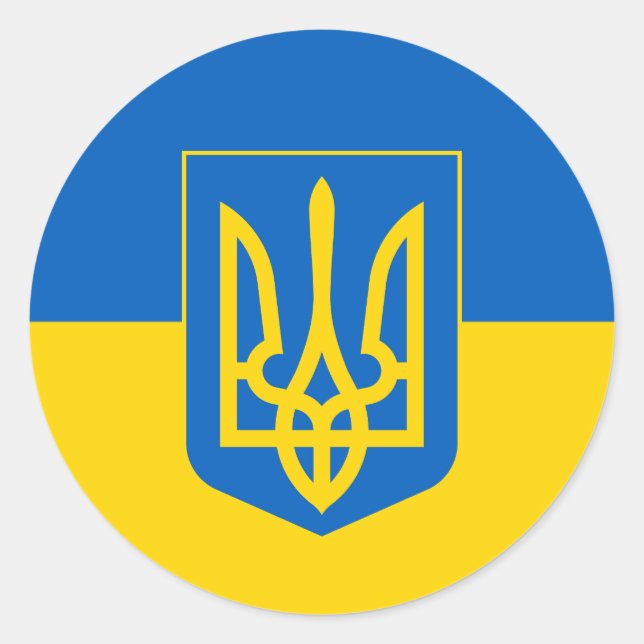 Sticker Rond Drapeau ukrainien et armoiries, Drapeau ukrainien (Devant)