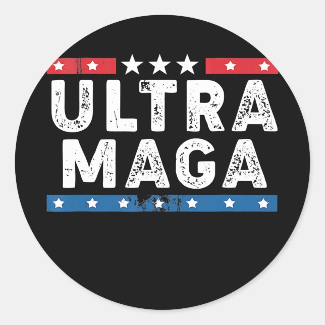 Sticker Rond Drapeau Ultra Maga America Fier Ultra Maga (Devant)