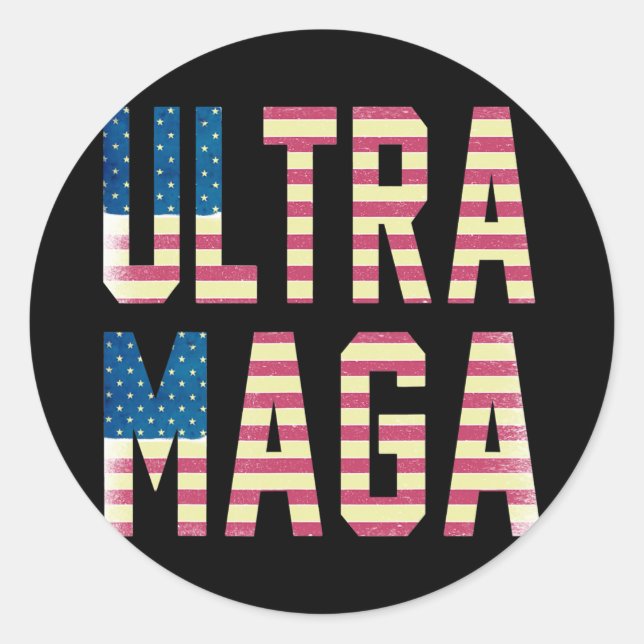 Sticker Rond Drapeau Ultra MAGA USA Pro American Pro Freedom (Devant)