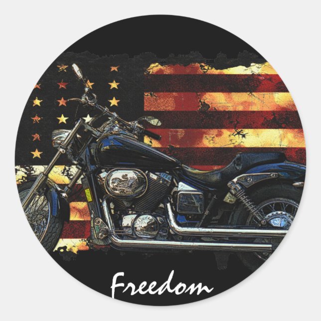 Sticker Rond Drapeau Union, Étoiles et rayures, Moto (Devant)