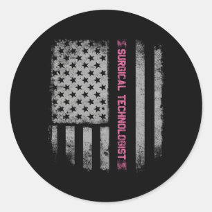 Sticker Rond Drapeau US, Technologue chirurgical